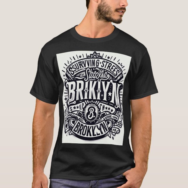 Surviving The Streets of Brooklyn New Graffiti B&W T-Shirt (Front)