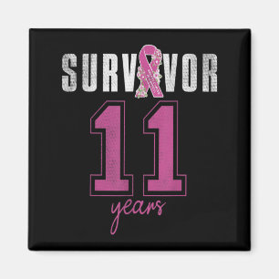 Survivor 11 Years October Ribbon Breast Cancer Magnet