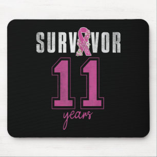Survivor 11 Years October Ribbon Breast Cancer Mouse Pad