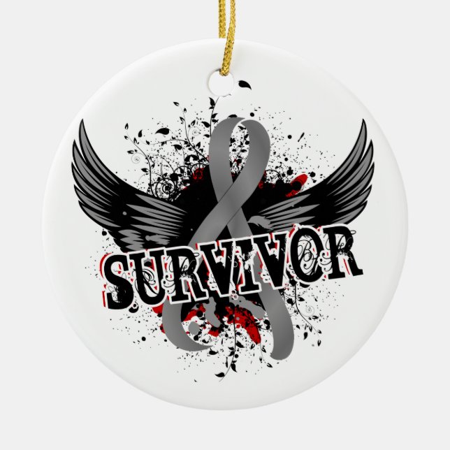 Survivor 16 Brain Tumour Ceramic Tree Decoration (Front)