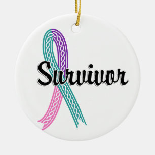 Survivor 17 Thyroid Cancer Ceramic Ornament