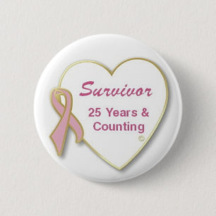 Survivor 25 years and Counting 6 Cm Round Badge