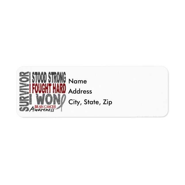 Survivor 4 Brain Cancer Return Address Label (Front)