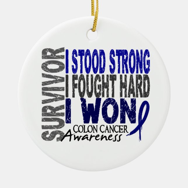 Survivor 4 Colon Cancer Ceramic Tree Decoration (Front)