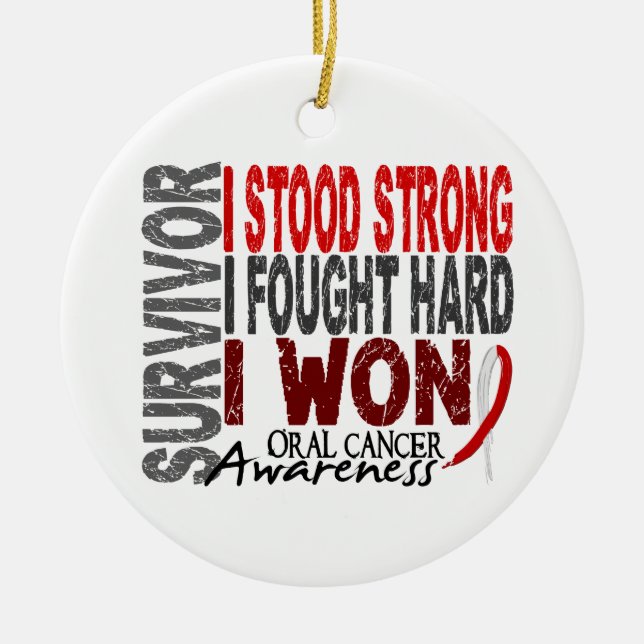 Survivor 4 Oral Cancer Ceramic Ornament (Front)