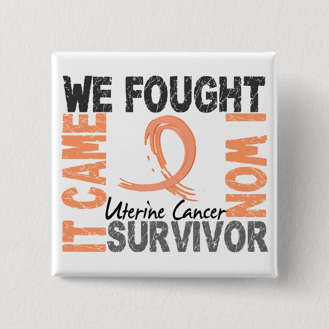 Survivor 5 Uterine Cancer 15 Cm Square Badge (Front)