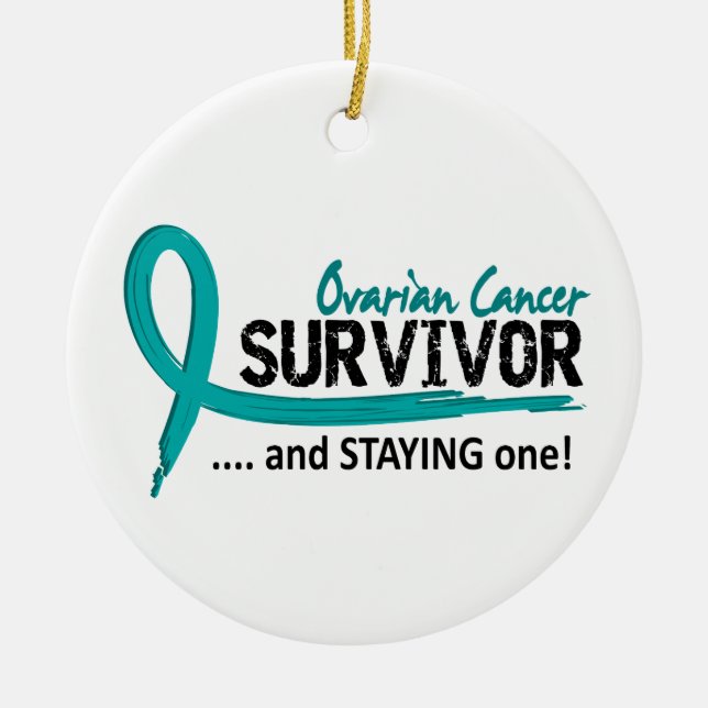 Survivor 8 Ovarian Cancer Ceramic Tree Decoration (Front)