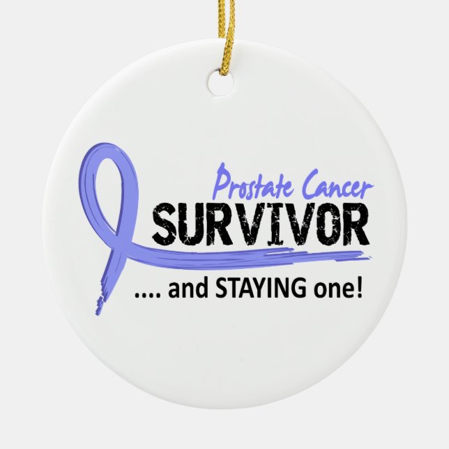 Survivor 8 Prostate Cancer Ceramic Tree Decoration (Front)