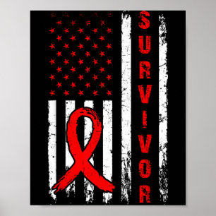 Survivor And Win Heart Disease American Flag Aware Poster