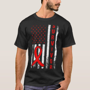 Survivor And Win Heart Disease American Flag Aware T-Shirt