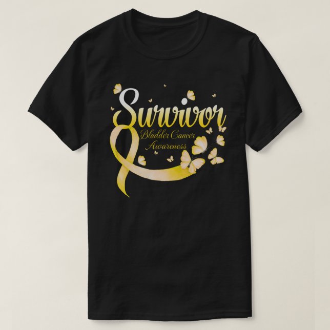 Survivor Bladder Cancer Awareness Butterfly T-Shirt (Design Front)