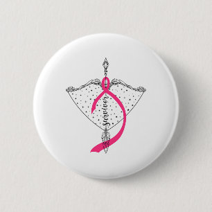 Survivor Bow Arrow Warrior Hope Pink Ribbon Breast 6 Cm Round Badge