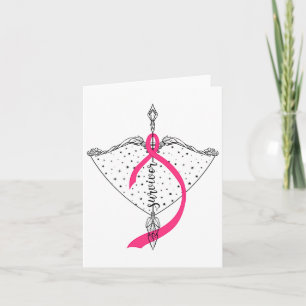 Survivor Bow Arrow Warrior Hope Pink Ribbon Breast Card