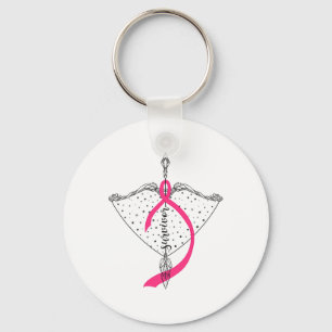 Survivor Bow Arrow Warrior Hope Pink Ribbon Breast Key Ring