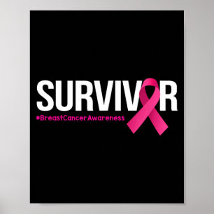 Survivor Breast Cancer Awareness Month nk Ribbon Poster