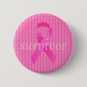 Survivor Breast Cancer Month Pink Ribbon 6 Cm Round Badge