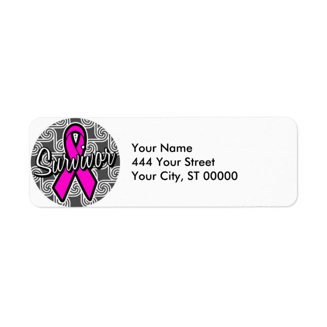 survivor breast cancer pink ribbon return address label (Front)