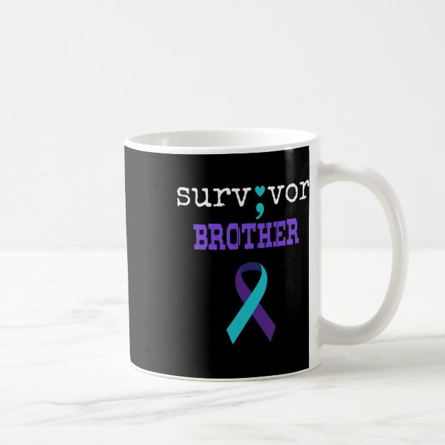 Survivor Brother Semicolon Gift Suicide Prevention Coffee Mug (Right)