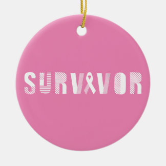 Survivor Cancer Ribbon Inspirational Motivational Ceramic Ornament