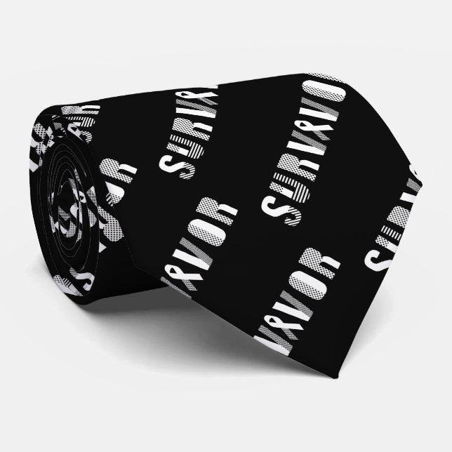 Survivor Cancer Ribbon Inspirational Motivational Tie (Rolled)