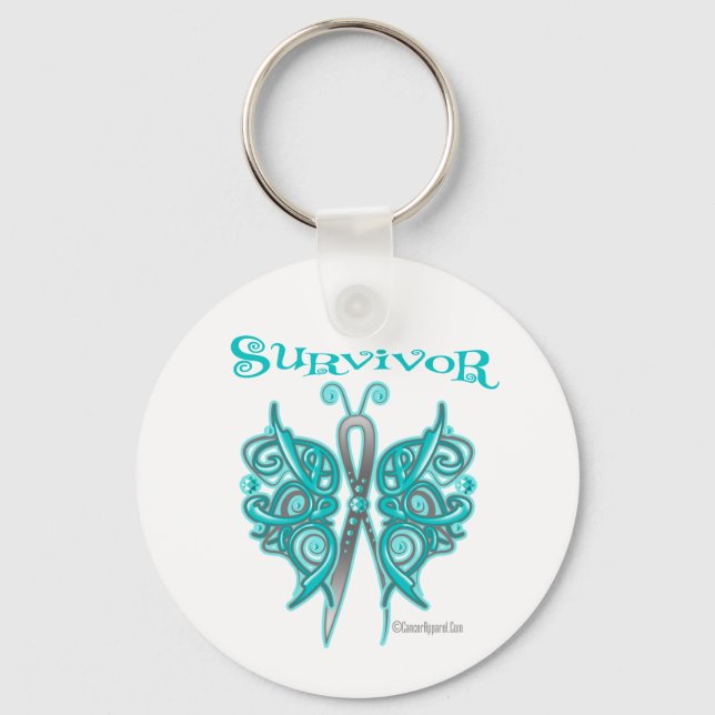 Survivor Celtic Butterfly - Ovarian Cancer Key Ring (Front)