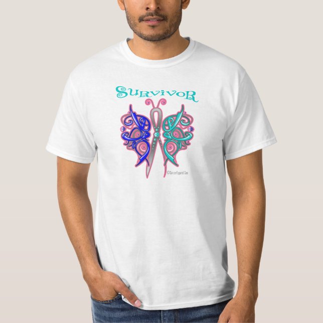 Survivor Celtic Butterfly - Thyroid Cancer T-Shirt (Front)