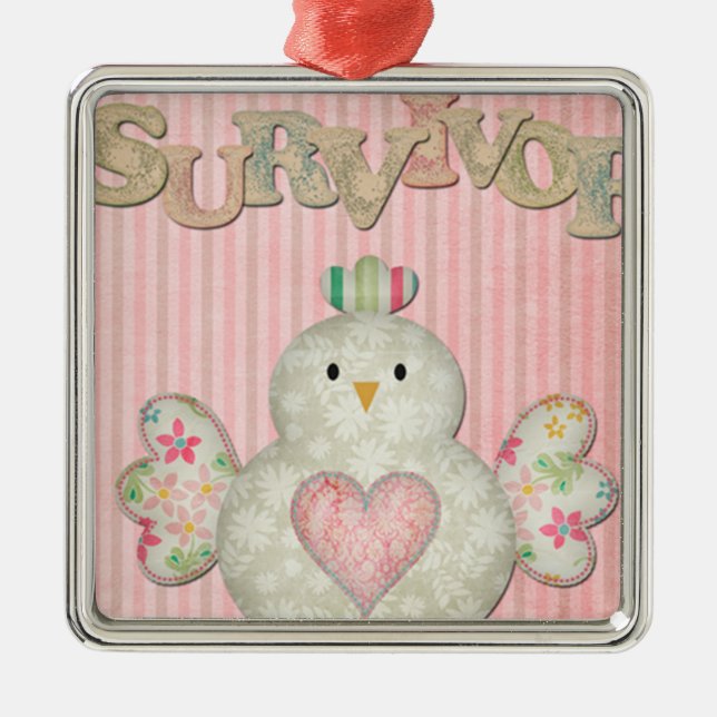 survivor chick pink metal tree decoration (Front)