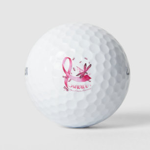 Survivor Dragonfly Pink Ribbon Breast Cancer Golf Balls