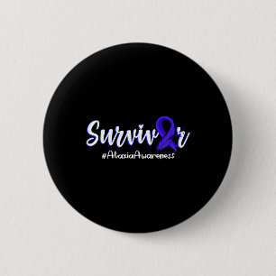 Survivor Feather Ribbon Ataxia Awareness Support G 6 Cm Round Badge