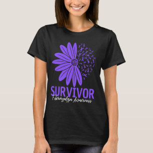 Survivor Fibromyalgia Awareness Flower Ribbon Purp T-Shirt