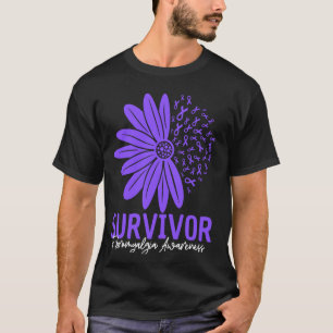 Survivor Fibromyalgia Awareness Flower Ribbon Purp T-Shirt