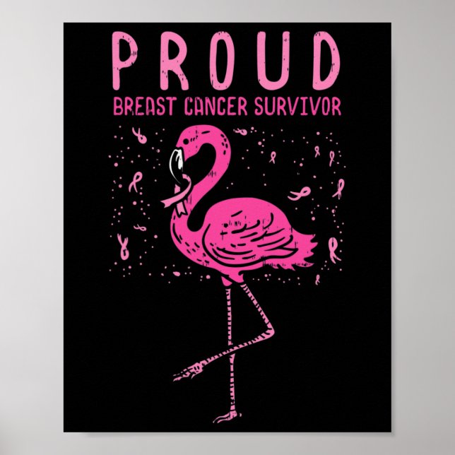 Survivor Flamingo Pink Breast Cancer Awareness Gif Poster (Front)