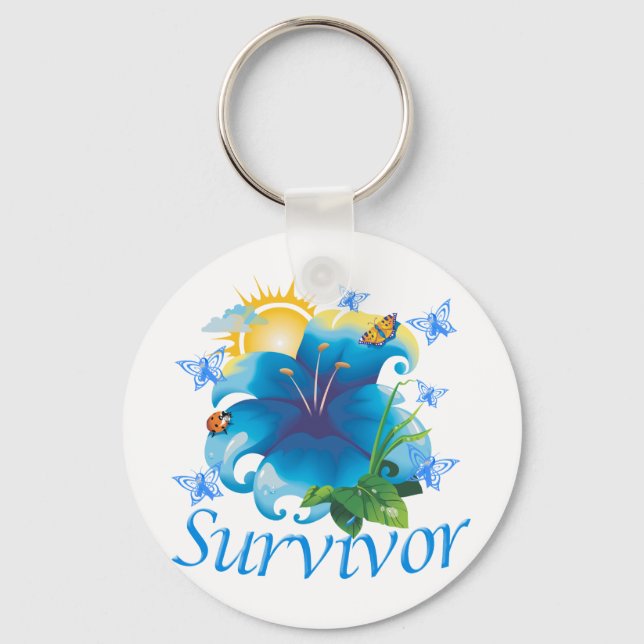 Survivor flower blue key ring (Front)