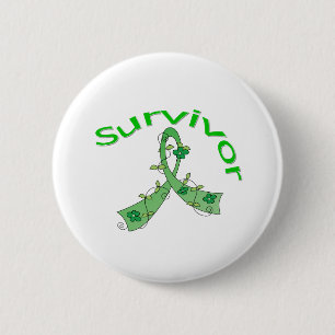 Survivor Flower Ribbon Traumatic Brain Injury 6 Cm Round Badge