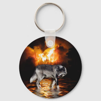 "Survivor" Grey Wolf Gifts Key Ring