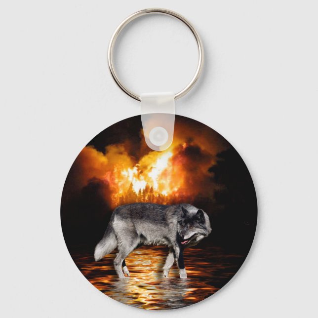 "Survivor" Grey Wolf Gifts Key Ring (Front)