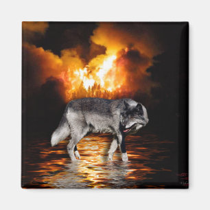 "Survivor" Grey Wolf Magnet