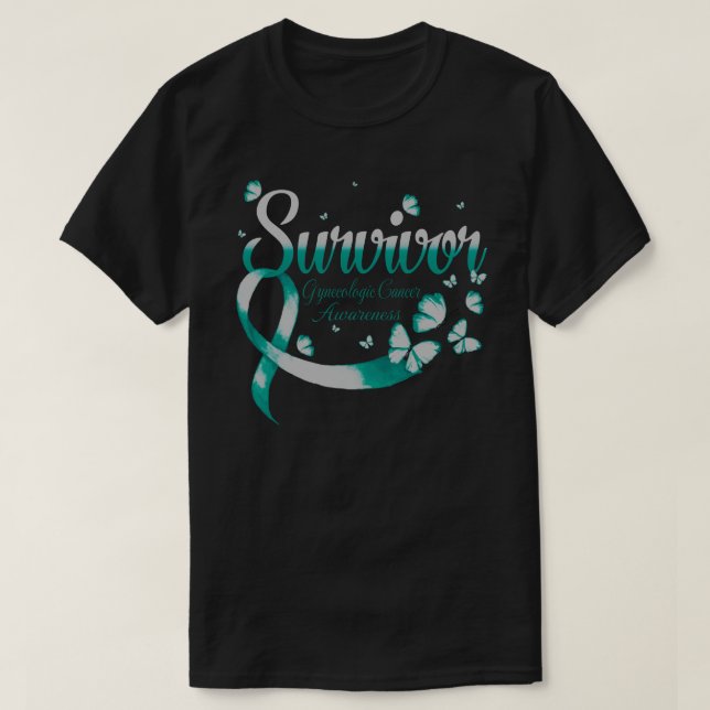 Survivor Gynaecologic Cancer Awareness Butterfly T-Shirt (Design Front)
