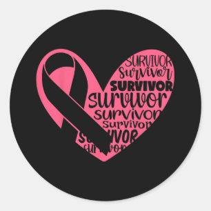 Survivor Heart Breast Cancer Awarenes Classic Round Sticker