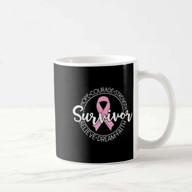 Survivor Hope Courage Strength Believe Dream Faith Coffee Mug (Right)