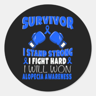 Survivor I Fight Hard Alopecia Awareness Classic Round Sticker