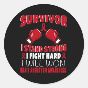 Survivor I Fight Hard Brain Aneurysm Awareness Classic Round Sticker
