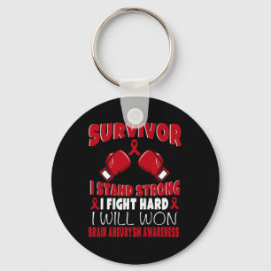Survivor I Fight Hard Brain Aneurysm Awareness Key Ring