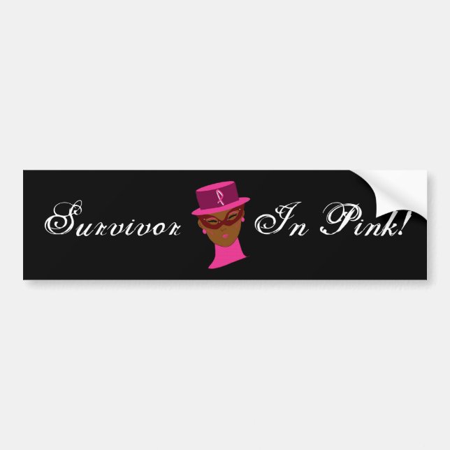 Survivor In Pink Breast Cancer Awareness Ribbon Bumper Sticker (Front)