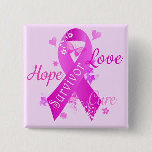 Survivor Love Hope Cure 15 Cm Square Badge