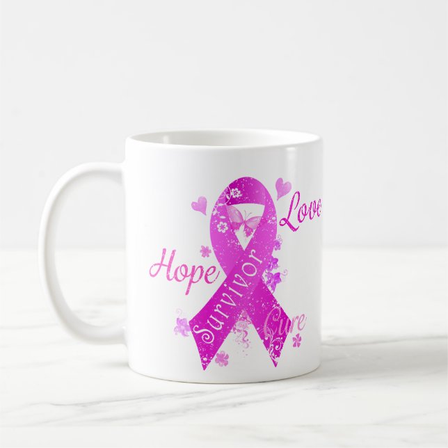 Survivor Love Hope Cure Coffee Mug (Left)