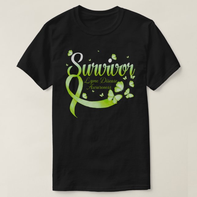 Survivor Lyme Disease Awareness Butterfly T-Shirt (Design Front)