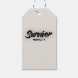 Survivor Mentality Beige And Black Grunge Care Gift Tags