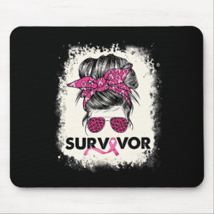 Survivor Messy Bun Breast Cancer Awareness Pink Wa Mouse Pad