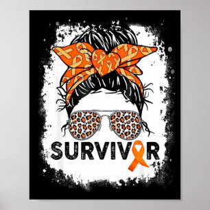 Survivor Messy Bun Warrior Multiple Sclerosis Awar Poster
